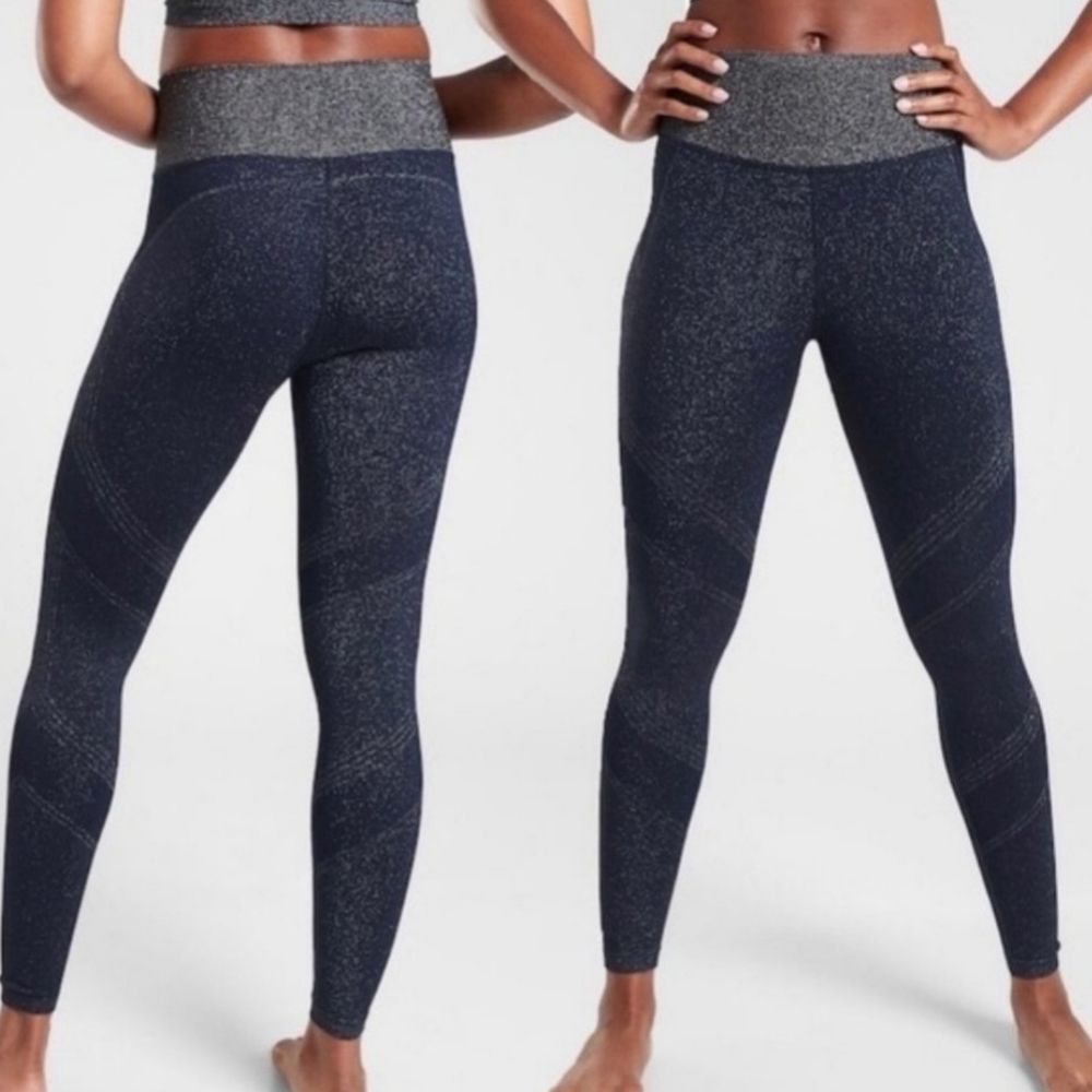 Athleta Twilight Tight 2.0 Blue Metallic S Leggings Activewear Yoga Fitness Gym